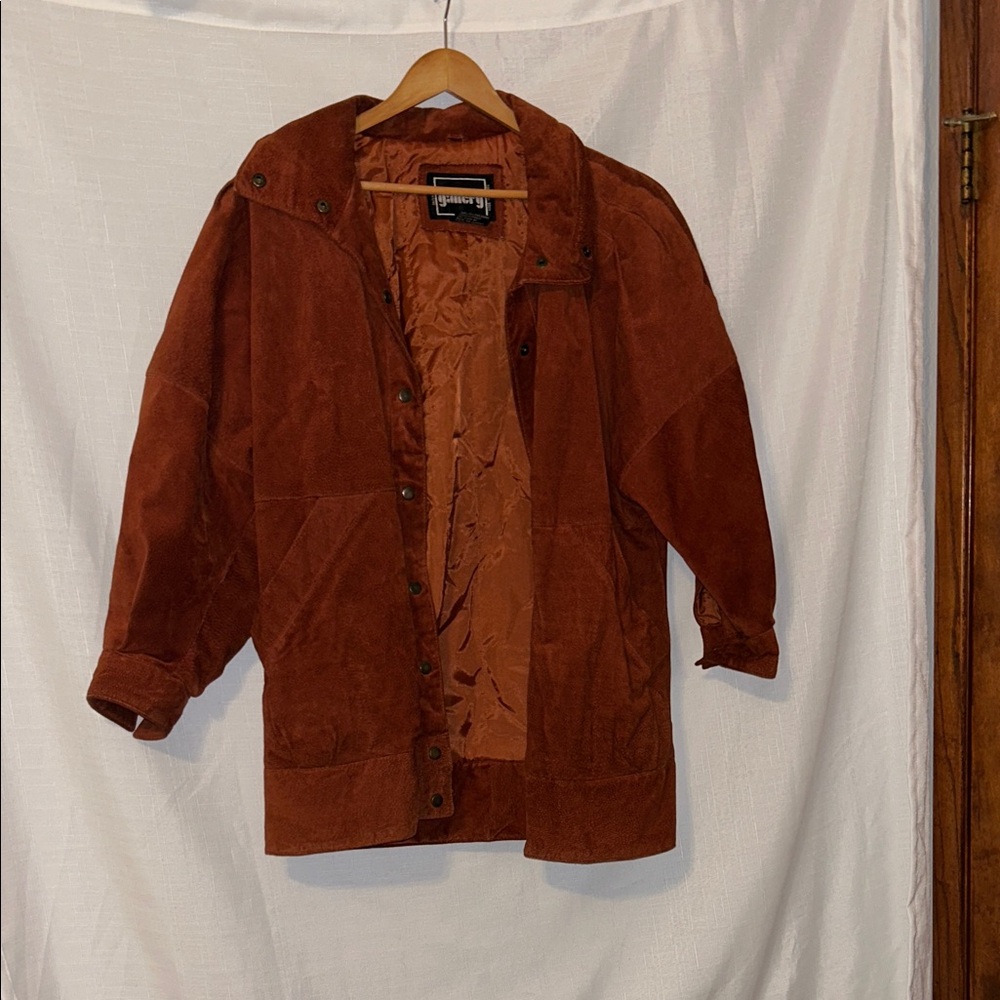Vintage burnt orange leather suede jacket M